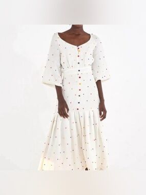 FARM Rio | Dresses | Farm Rio Black Embroidered Stones Pleated Midi Dress |  Poshmark